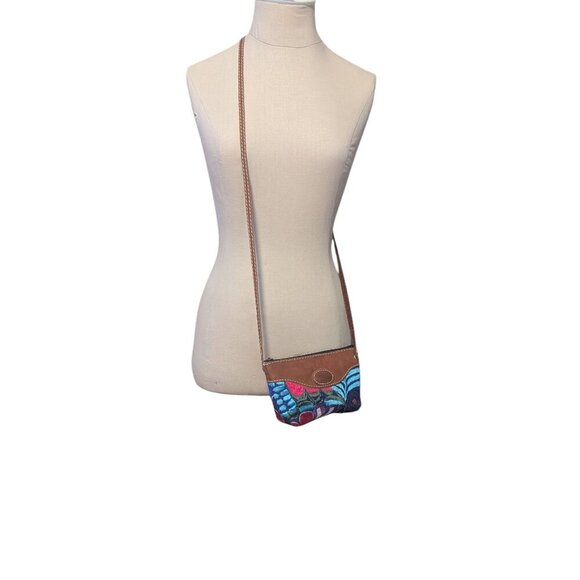 Western Embroidered Suede Floral Mini Bag Dopamine Dressing Festival Boho VTG - Picture 6 of 9